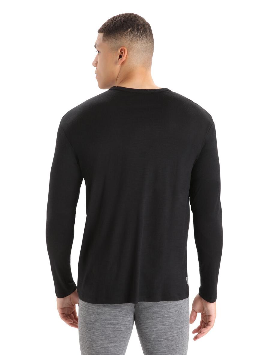 Long Sleeve Icebreaker Merino Granary Pocket T-Shirt Męskie Czarne | PL 1708BEXC